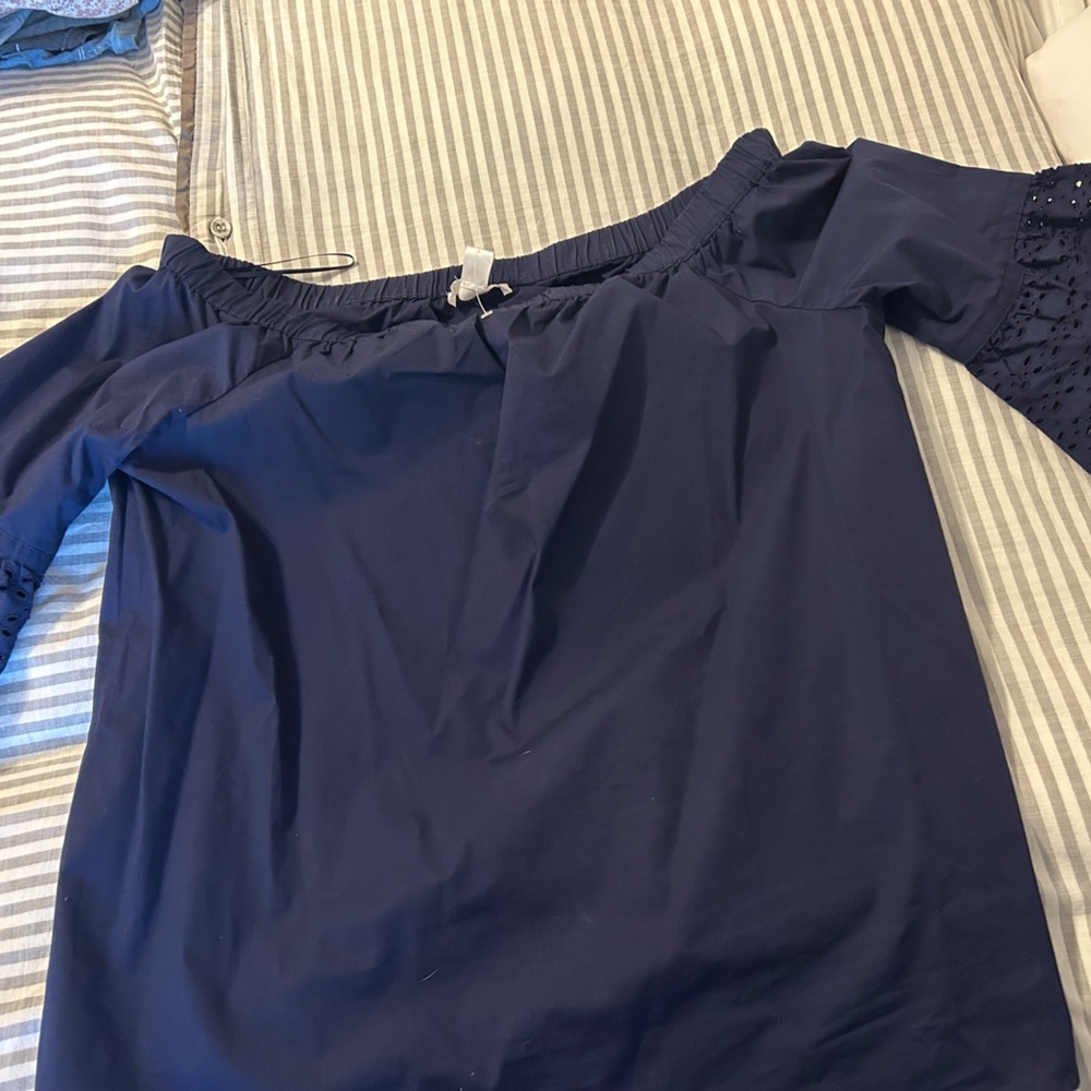 Off the shoulder Navy Maternity shirt